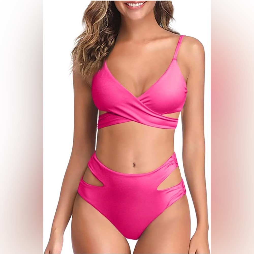 Ladiyo Women's Bikini Sets Wrap High-Waist Cheeky Swimsuit Tie Back